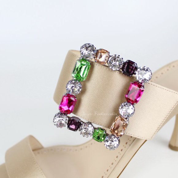 NEW MANOLO BLAHNIK Verda 90 Satin Heels – Jewel Buckle Wedding Sandals - Picture 5 of 16